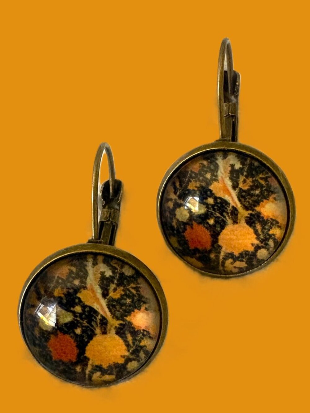 Floral-Celestial Abstract Drop Earrings-Handmade NWOT - Picture 5 of 12